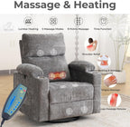 Electric Power Swivel Glider Rocker Recliner Chair with Headrest Adjustable Armrests Heat Massage Function Sofa for Living Room Home Furniture