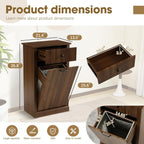 Grepatio Tilt Out Fluted Laundry Hamper Cabinet, 11 Gallon Hidden Laundry Hamper, Wooden Trash Can Cabinets with Drawer, Modern Garbage Can Cabinet for Bathroom, Kitchen, Living Room (Brown, Single)