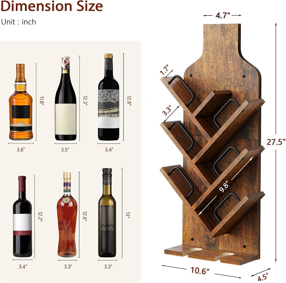 FAVOOSTY Wine Rack Wall Mounted for 6 Wine Bottles, Wall Racks for Wine Bottl...