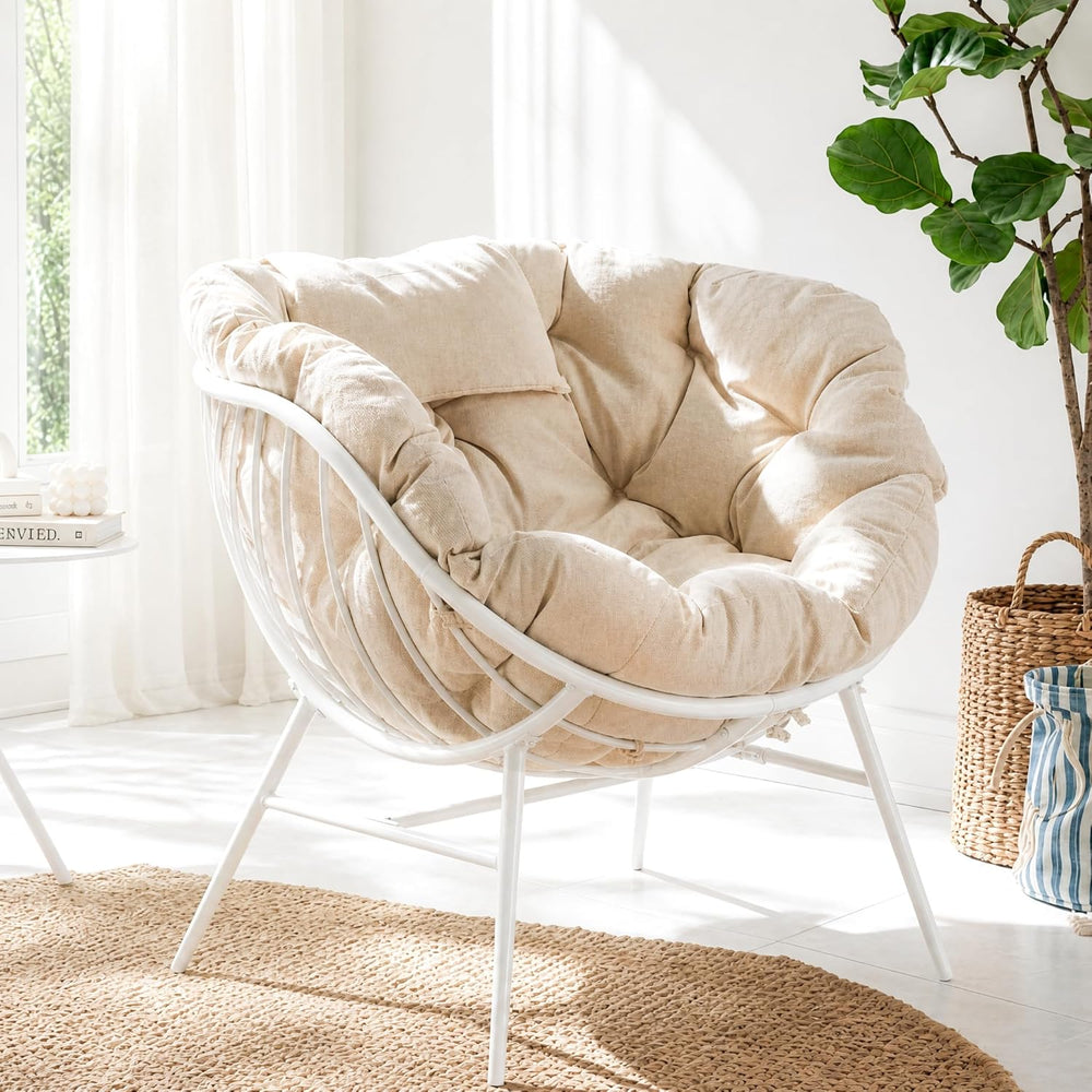Outdoor Oversized Egg Chairs, Steel Frame Single Living Room Reading Chair wi...