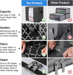 WISELIFE Storage Bags [3 Pack/100L] Large Blanket Clothes Organization and Storage Containers for Comforters,Bedding, Foldable Organizer with Reinforced Handle, Clear Window, Sturdy Zippers,Black