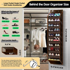 10 Tier Over The Door Organizer - Heavy Duty Hanging Storage Rack with Sturdy Oxford Fabric, Holds 20+ Pairs of Footwear, Boots & Sneakers, Saves 50% Closet Space (Dark Curry)