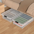 Saedy 50 L Plastic Under Bed Storage Bin with Wheels, 4 Pack Clear Latching Container Box, F