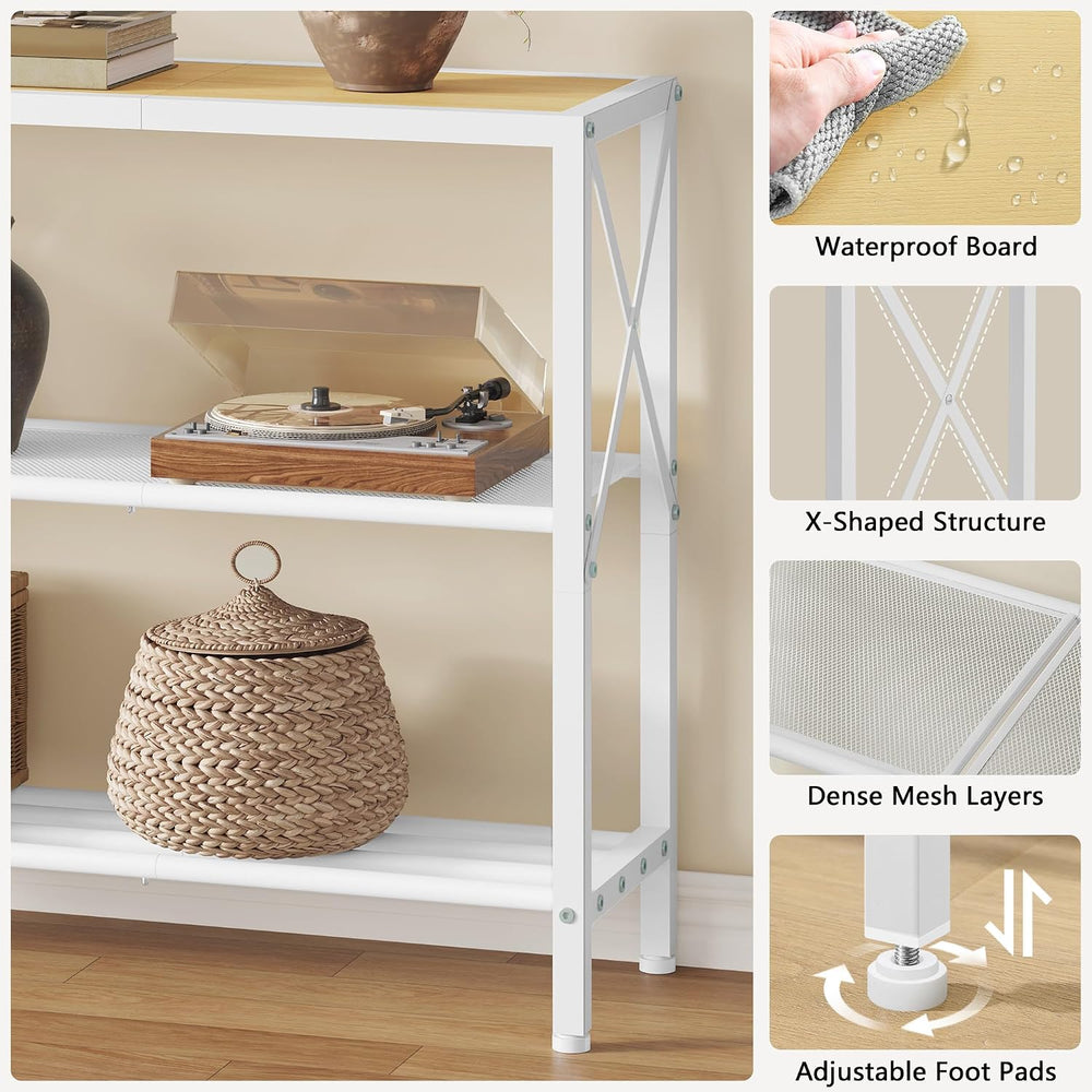 Hoctieon Industrial Console Table, 3 Tier Entryway Tables, Hallway Desk, Narr...