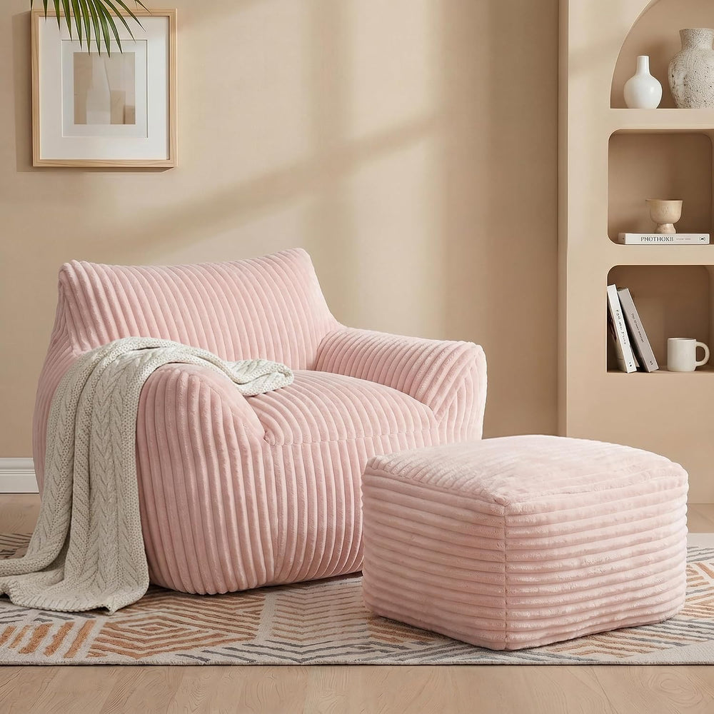 Giant Bean Bag Chair for Adults, Large Bean Bag with Ottoman | Cloud Comfy Be...