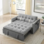 ERYE 3 in 1 Tufted Sleeper Sofa Bed with Cylindrical Pillows,Modern Convertible Loveseat Sofá W Pull Out Sleep Couch Bed and Side Pockets,Velvet Upholstered Love Seat Sofabed for Living Room