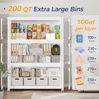 800Qt Stackable Storage Bins with Lid and Wheels, 200Gal Plastic Closet Organizer and Storage Drawer, Large Collapsible Storage Box Cabinet with Clear Door for Home Kitchen Office, 4Pack White