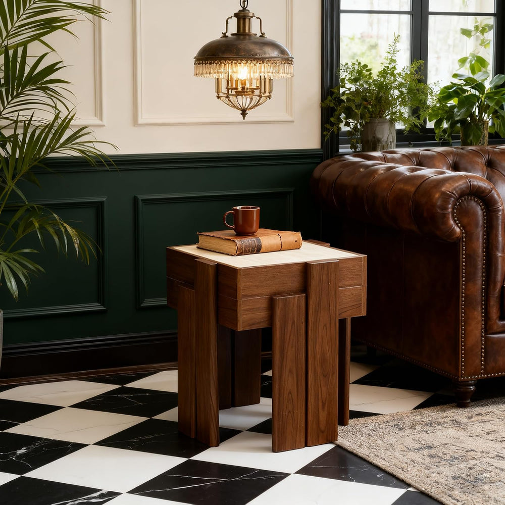 LuxenHome Nesting Table Set of 2, 19.6'' Mid Century Modern 2-Tier En...