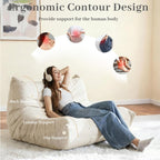 Kasunpul Bean Bag Chair, Giant Bean Bag Chairs for Adults, 2 Seater Lazy Bean Bag Sofa Memory Foam Couch, Loveseat Fireside Chair for Living Room, Bedroom, Office(Beige)