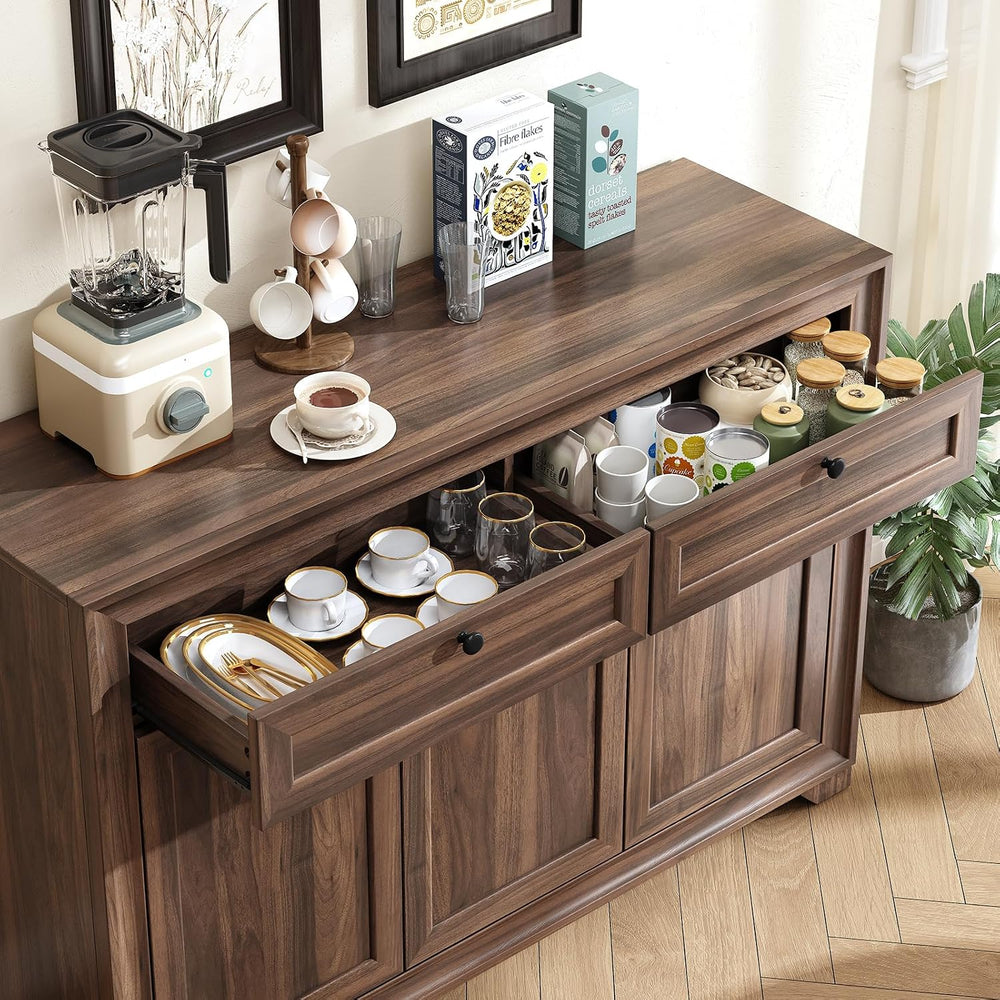 ONBRILL 48 Inches Sideboard Buffet Cabinet with Storage, Brown