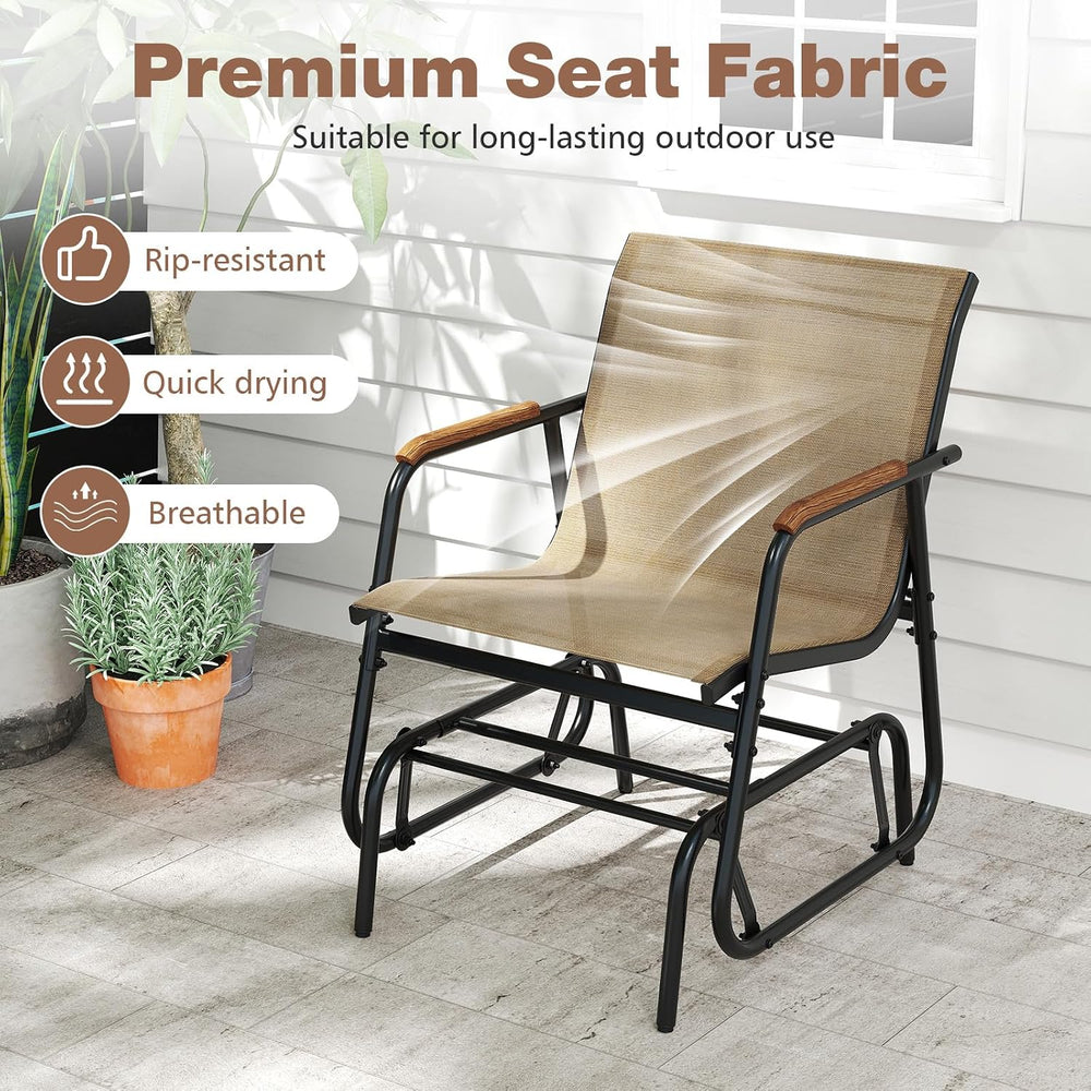 Tangkula 3 Piece Patio Bistro Glider Set, 2 Rocking Chairs w/Tempered Glass S...