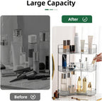 Corner Bathroom Countertop Organizer, Vanity Organizer Trays for Counter, Makeup Organizers, Perfume Tray, Skincare Shelf Storage Gifts for Women Girl Student (Smoky Gray 3 Tiers)