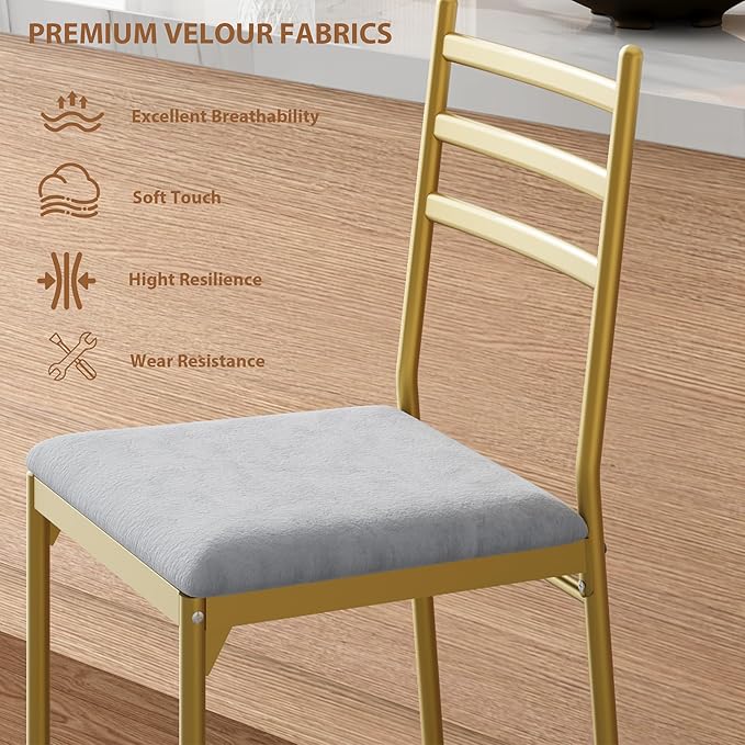 GarveeHome Bar Stools Set of 4, Counter Height Bar Chairs with Back and Thick Cushion, Upholstered Dining Chairs with Padded Seat, Barstools for Kitchen Island, Bar, Dining Room, Retro Gold
