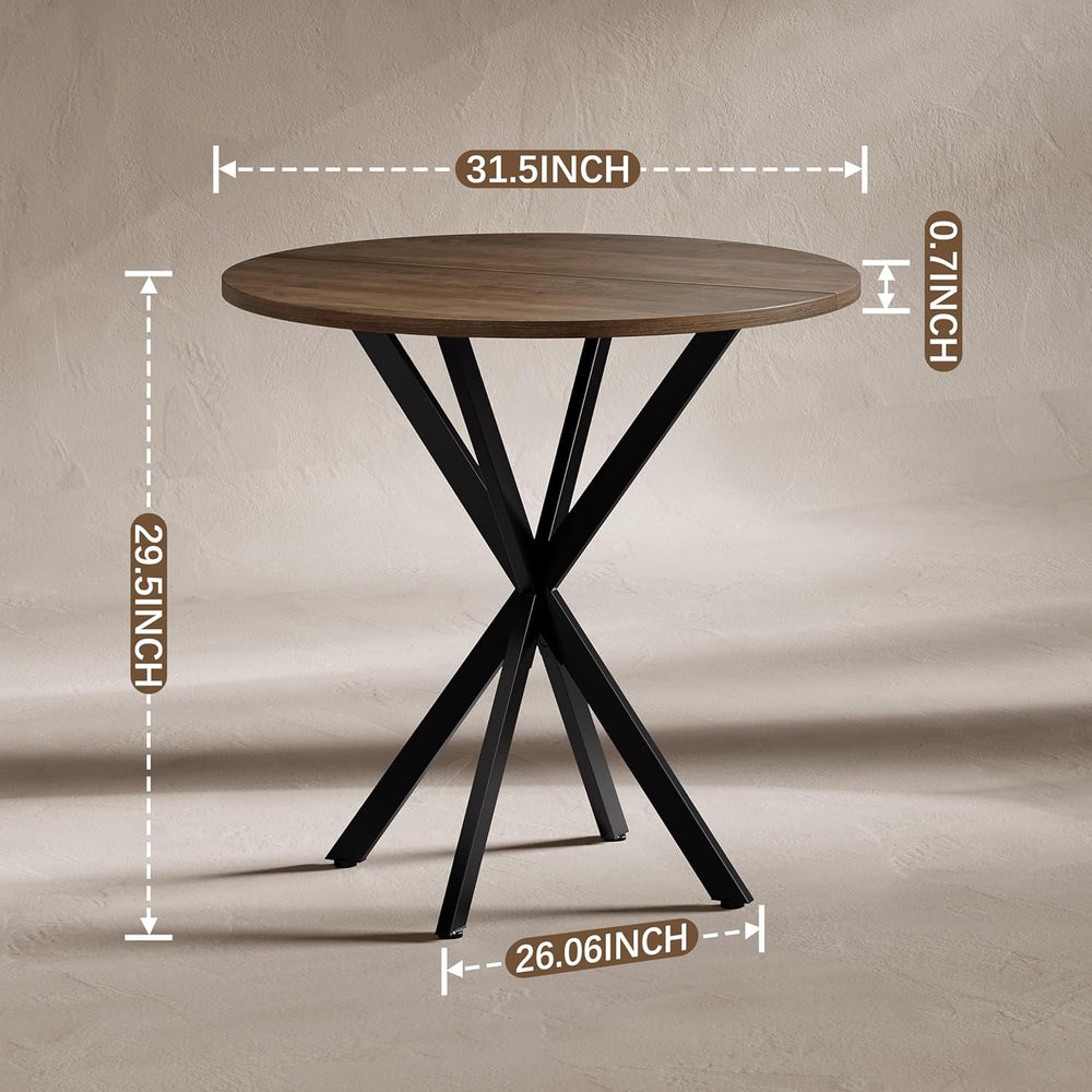 Unovivy 31.5" Small Round Dining Table for 2-4, Space Saving Circle Kitc...