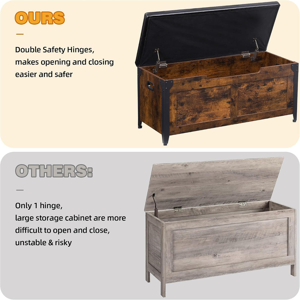 GAOMON Storage Chest, Wooden Storage Trunk with Metal Frame, Entryway Shoes B...