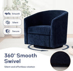 Zihanhome Chenille Swivel Accent Chair, Living Room Chairs, No Assembly Upholstered Armchair, 360°Rotating Barrel Chair for Bedroom, Apartment & Reading Nook (1, Dark Blue)