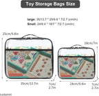 4 Pack Clear PVC Waterproof Toy Storage Bags with Name Tag Pockets - Zippered Organizer for 2x4 Building Blocks, Puzzles, Travel Toiletries, Kids Room Organization (Black, S & M)