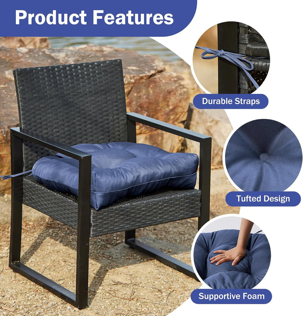 IPYNBAP Outdoor Chair Cushions Set of 4, Patio Chair Cushions with Ties, 19x1...