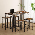 Homeiju Bar Table and Chairs Set, Square Bar Table with 2 Stools, Space-Saving Dining Pub Set for 2, Perfect for Kitchen, Breakfast Nook, Living Room & Small Spaces
