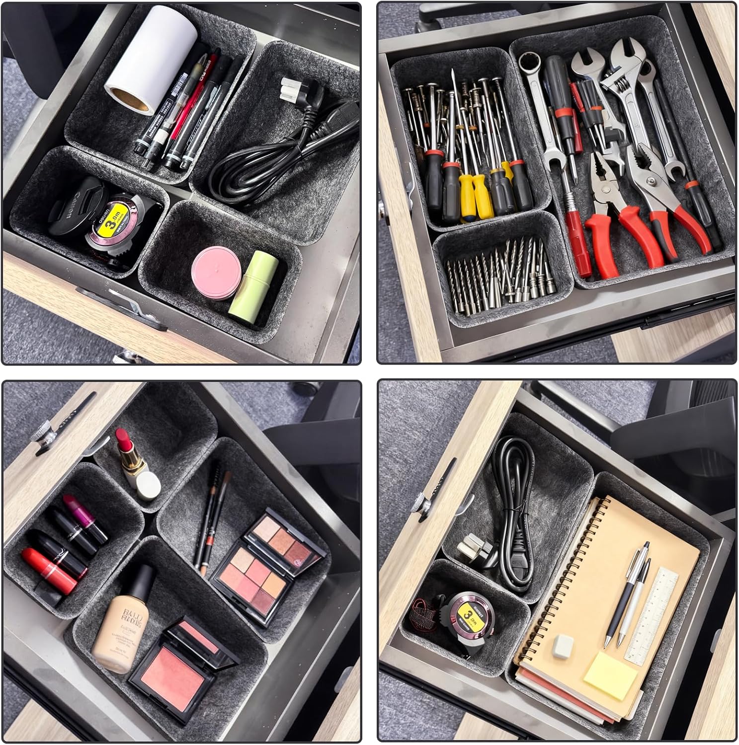 Drawer Organizer Compatible with Alex – 7 Pack Felt Desk and Makeup Drawer Organizers, Soft Storage Bins for Office, Vanity, Bedroom, and Dresser Drawers