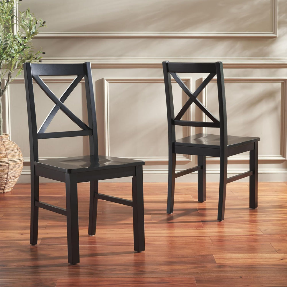 SAFAVIEH Home Collection Akash Farmhouse Black Dining Chair Set of 2