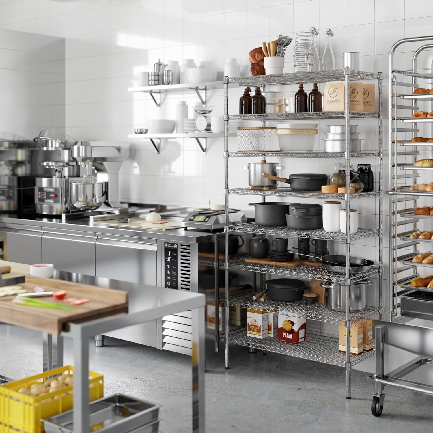 18" Deep x 36" Wide x 74" Height Wire Shelving Kit | 8-Tier | NSF Commercial Storage Rack Unit