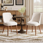 Dining Chairs Set of 2, Upholstered Dining Room Chair with Wood Legs, High-Back Padded Kitchen Chairs for Dining Room/Restaurant/Cafe, Beige