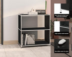 32-Inch 2-Tier Metal Bookcase, Open Shelf Storage Organizer for Living Room, Bedroom, Side Table or Nightstand Use, Modern DIY Assembly, Black