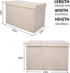 2 Pack Large Toy Box Chest Storage with Flip-Top Lid, Sturdy Kids Toy Storage Bin Boxes Container for Boys, Girls, Nursery, Closet, Bedroom, Playroom 25"x13" x16"(Linen Beige)