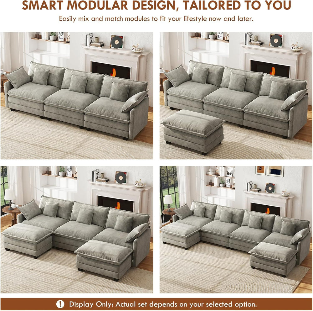 WorthFurni 111.4" Modular Sectional Sofa, U Shape Cloud Couch with 2 Mov...