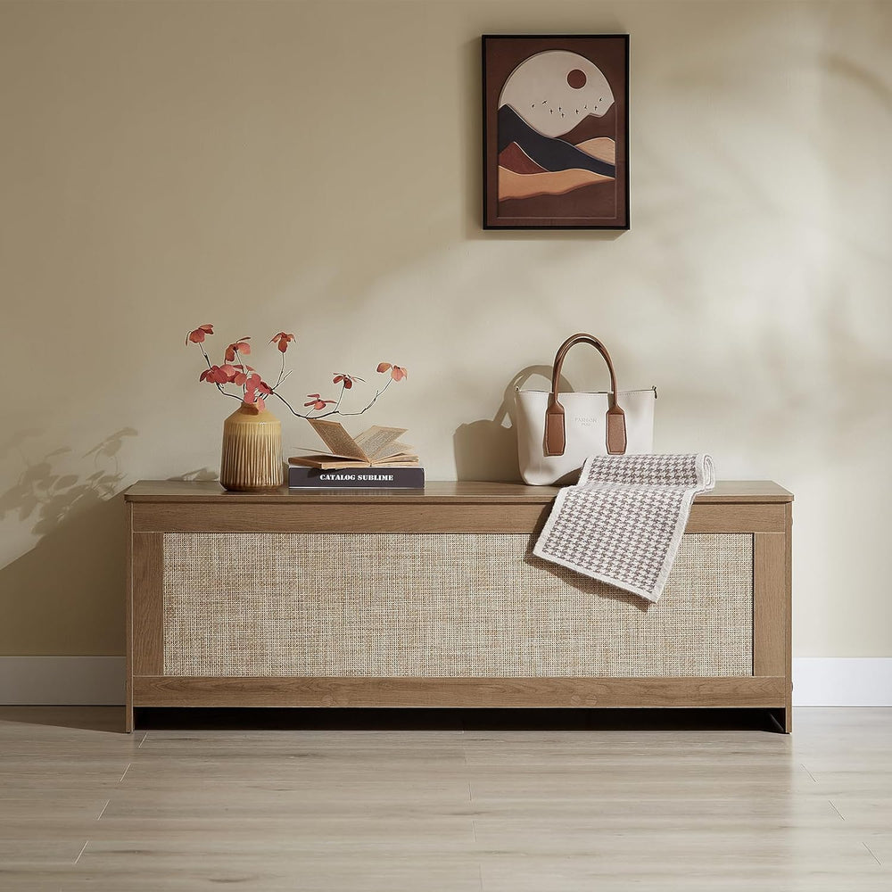 51.2" Storage Chest Extra Large,Storage Bench with 2 Safety Hinges,Woode...