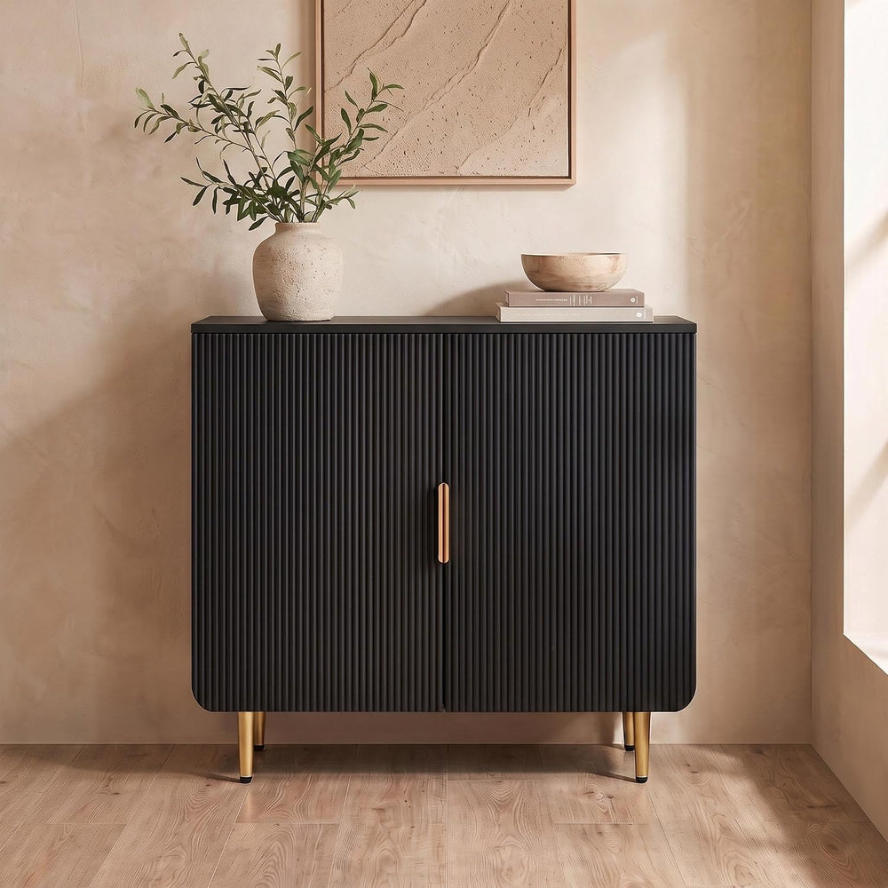 WelFurGeer Fluted Buffet Cabinet with Storage, Kitchen Sideboard Cabinet