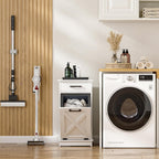White Tilt Out Laundry Hamper Cabinet Hidden Laundry Hamper with Drawers and Baskets for Bathroom Hamper Cabinet with Storage for Kitchen Living Room,16x16x30in（Barn door panel）