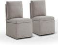 Upholstered Dining Chairs with Casters, Modern Dining Room Chairs Set of 2 with Hidden Storage & 4 Wheels, Single Sofa Chair for Kitchen, Reading Room, Waiting Room, Khaki
