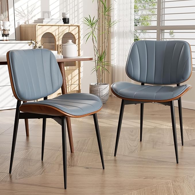 Dining Chairs Set of 6, Mid Century Modern Dining Room Chairs, Upholstered Fa...