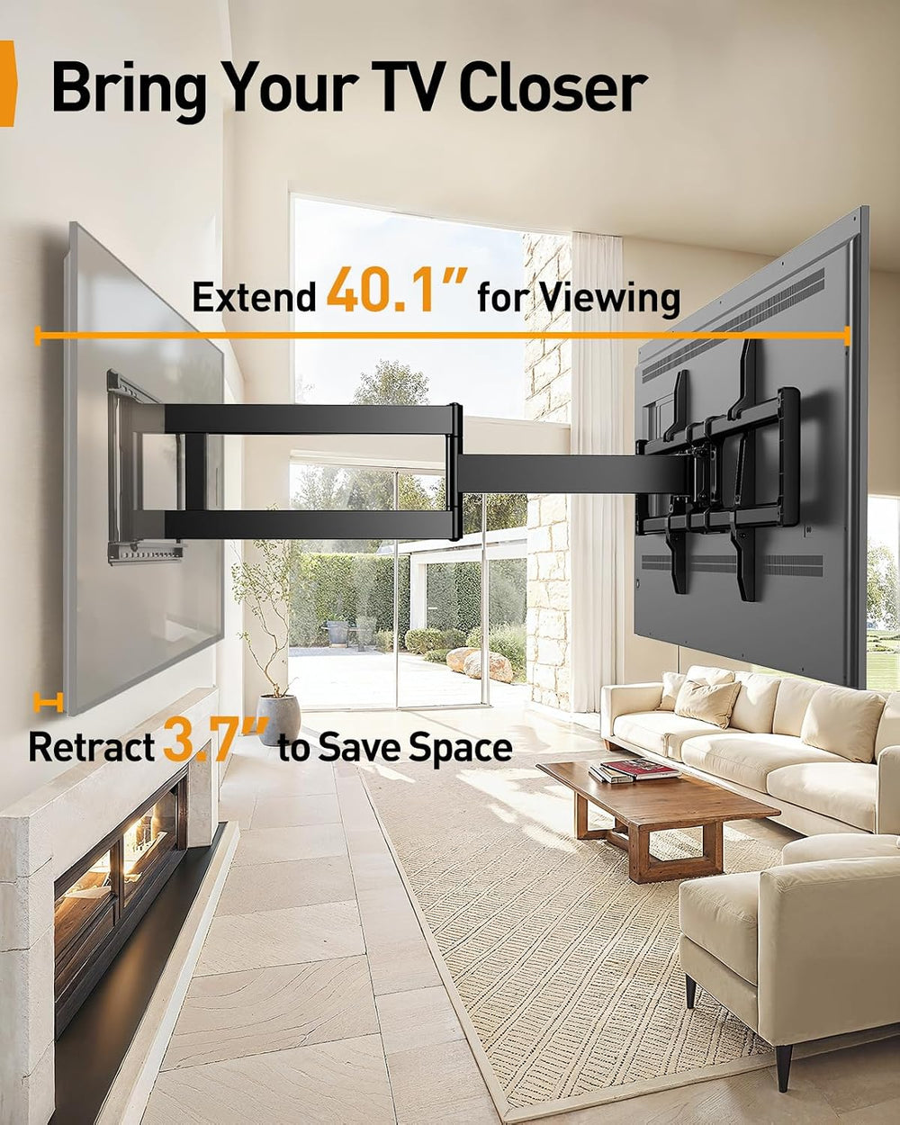 Perlegear Long Arm Full Motion TV Wall Mount for 42–97 Inch TVs up to 150 lbs...
