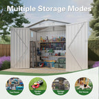 Metal Storage Shed, 6X3.6 FT Lockable Outdoor Tool Shed with Air Vent and Clear Windows, Galvanized Steel Garden Shed for Backyard, Patio, Garden, Bike Storage or Outdoor Use, White