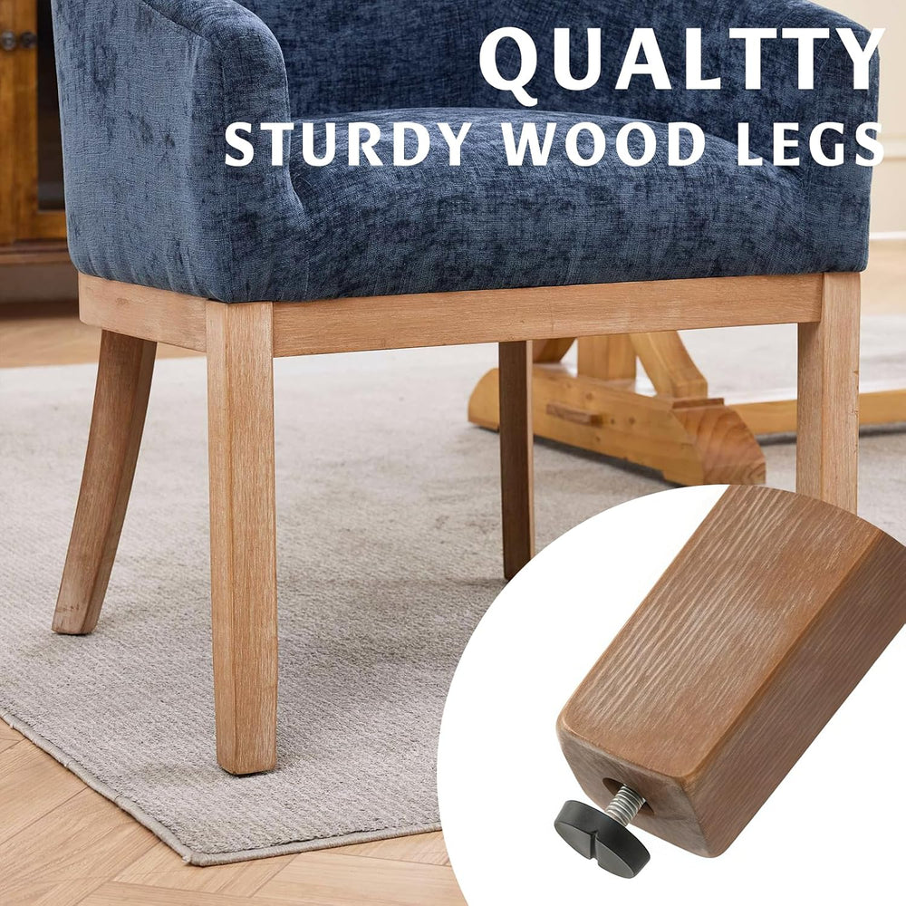 SoarFlash Modern Upholstered Barrel Dining Chair Set of 4, Natural Hardwood F...
