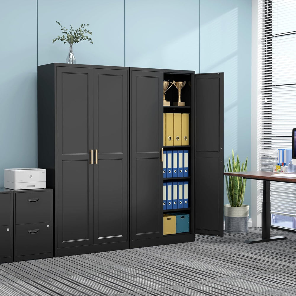 71" Tall Metal Pantry Cabinet, Black Kitchen Pantry Storage Cabinet with...