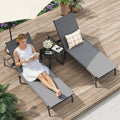 Amopatio Outdoor Lounge Chairs Poolside Chaise Lounge for Patio Set of 2 | with Side Table Foldable Stackble Fully Assembled Weather Resistant 5-Position Adjustable Backrest 400LBS Capacity