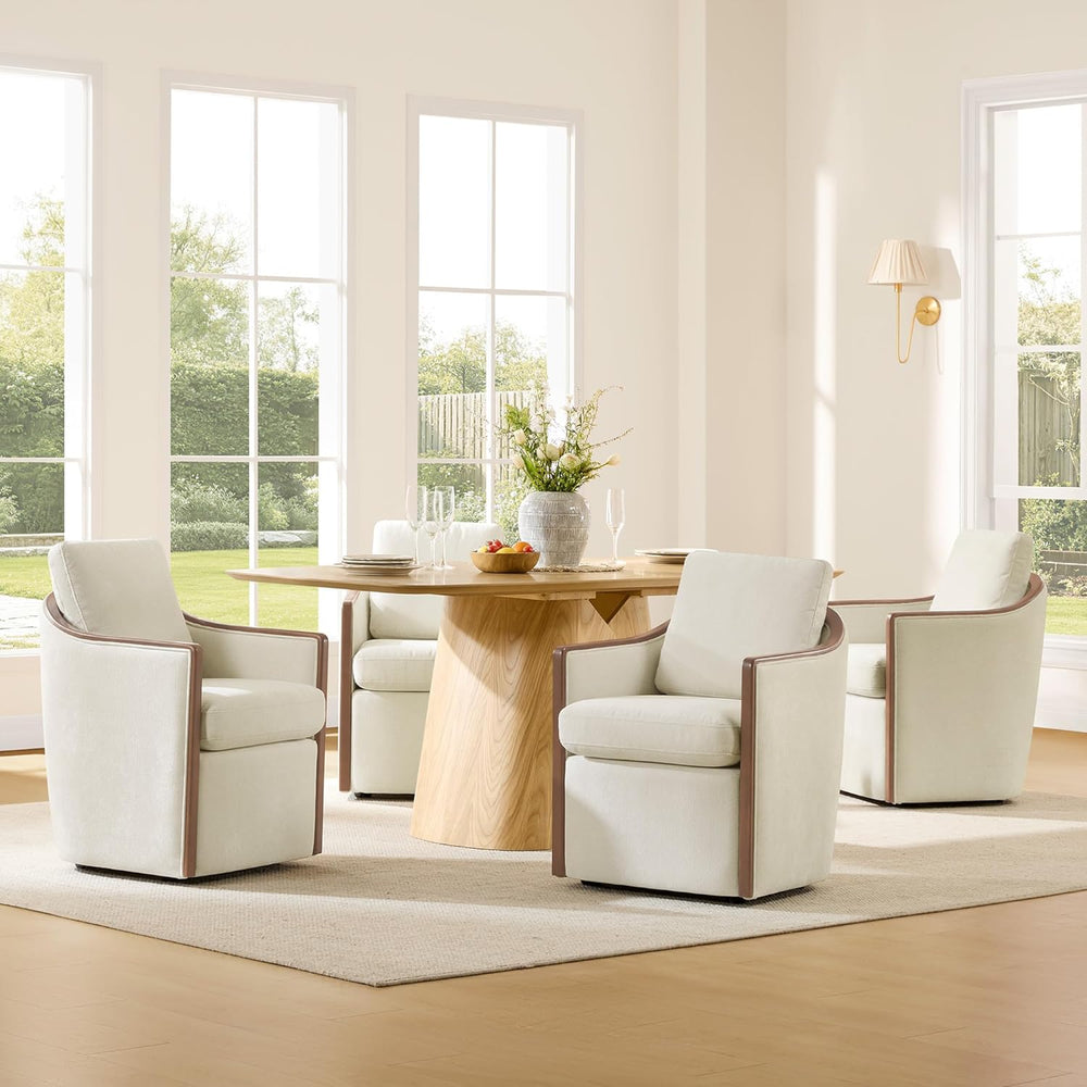 CHITA Upholstered Dining Chairs Set of 4 with Hidden Casters, Modern Dining C...