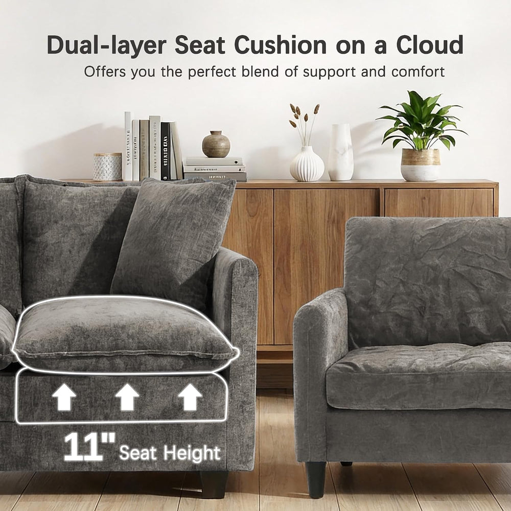 52'' Loveseat Sofa with Ottoman,Cloud Sofa Couch for Living Room | 27...