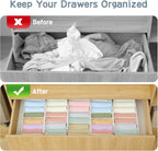 Qozary 3 Pack Sock Underwear Drawer Organizer Dividers, Non-Woven Fabric Collapsible Cabinet Closet Storage Boxes for Clothes, Socks, Lingerie, Underwear, Tie, Belt, Baby, Bedroom (White, 6 Cells)