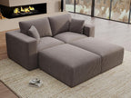 Modular Sleeper Sofa Bed Modern Sectional Couches for Living Room - 79" Boneless Cloud Couch - No Assembly Required Corduroy Convertible Sponge Compression Sofas with Chaise for Home House(Grey)