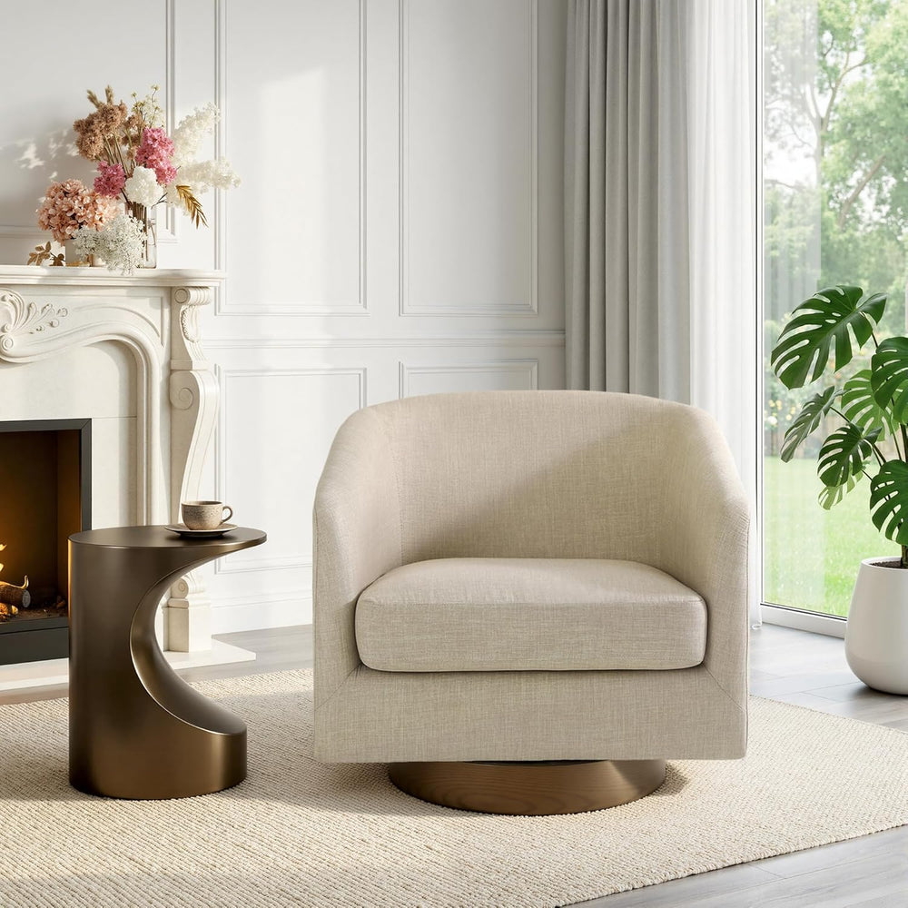 Swivel Barrel Accent Chairs Set of 2, Fabric Upholstered Armchair for Living ...