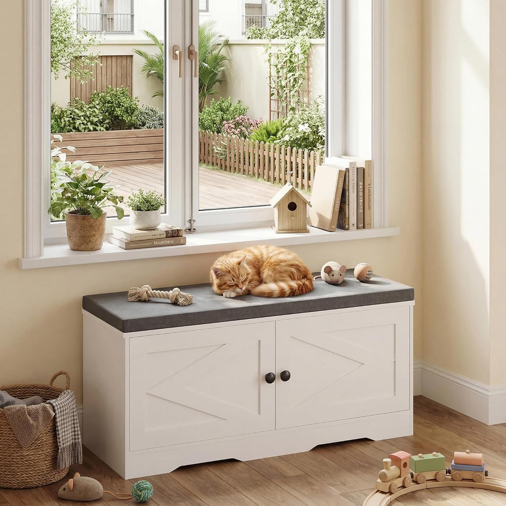 Apicizon Shoe Storage Bench, 2 Tier Entryway Bench with Padded Seat Cushion, ...