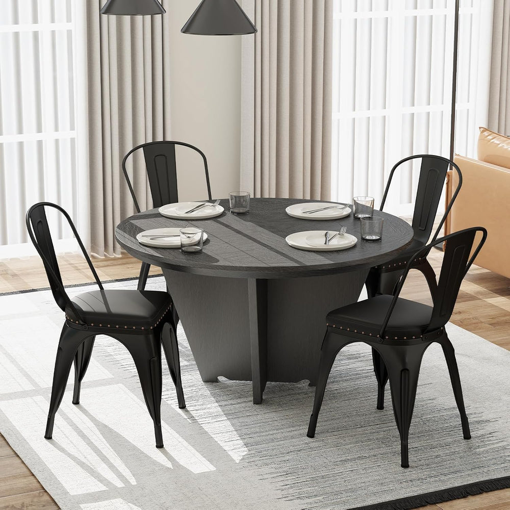 GIANTEX Metal Dining Chairs Set of 4, Stackable Armless Kitchen Side Chair wi...