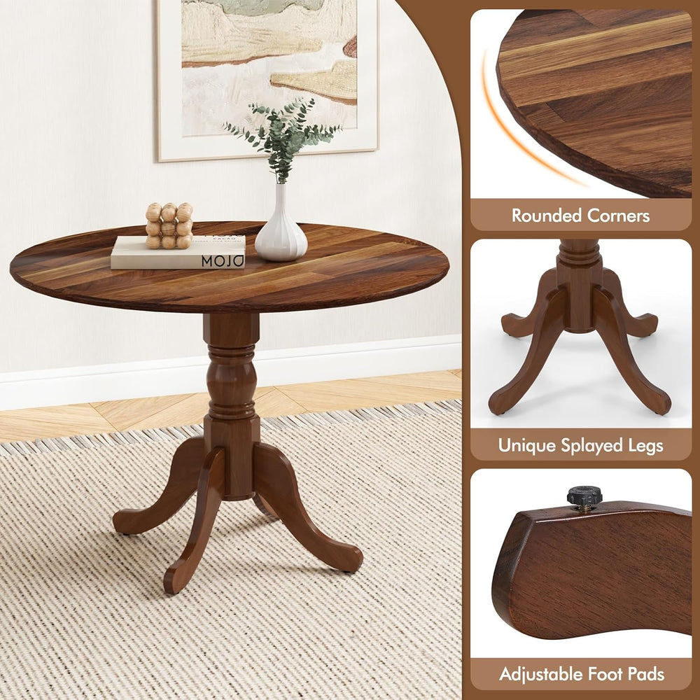 Giantex 39-Inches Round Rubber Wood Dining Table for 4 with Legs, 220 Lbs Cap...