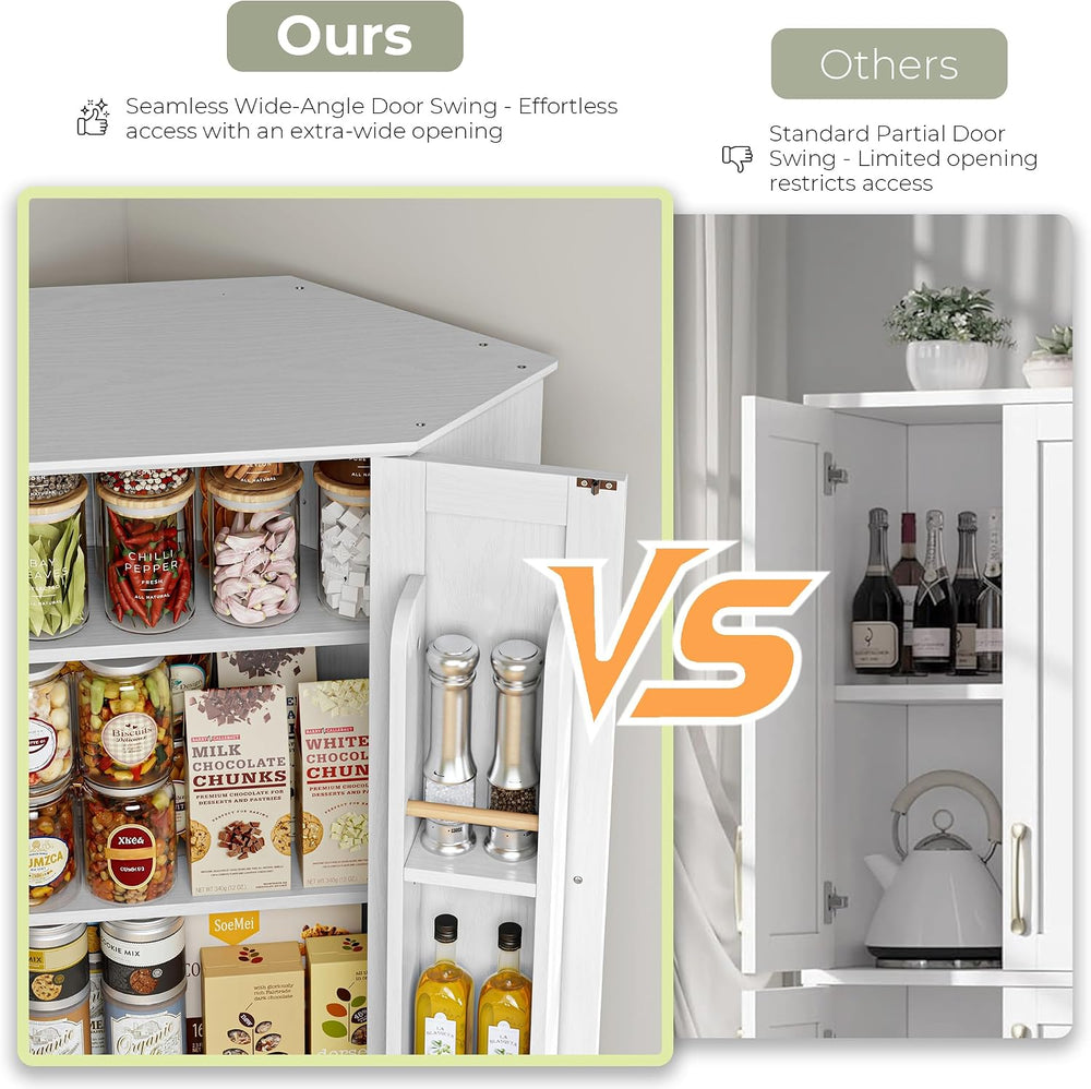 IRONCK Corner Cabinet, 72" Farmhouse Pantry Storage Cabinet, White | 6 T...
