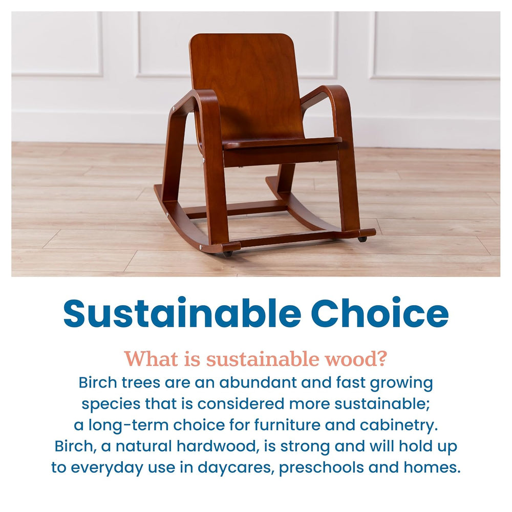 ECR4Kids Bentwood Rocking Chair with Armrests, Montessori, Dark Walnut | Dura...